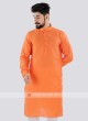 Orange And Off White Linen Kurta Set